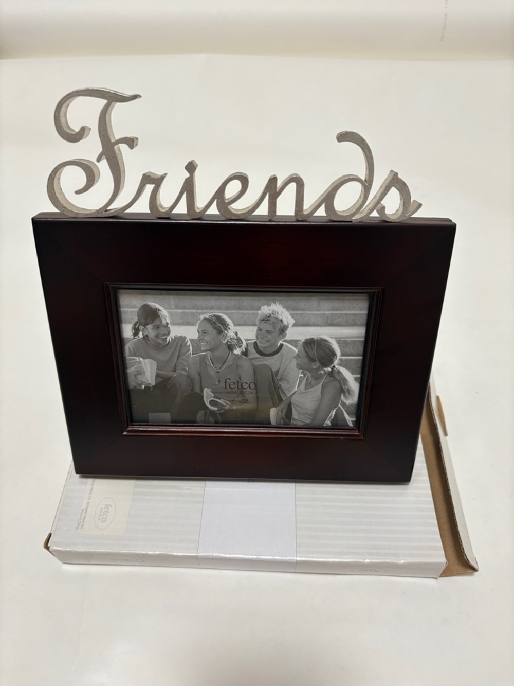 Fetco Friends Wood Photo Frame with Silver Script Accent 6 x 4